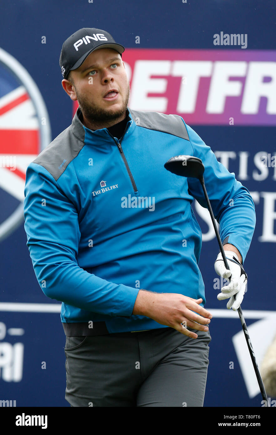 Hillside Golf Club, Southport, Royaume-Uni. 9 mai, 2019. Betfred British Masters, organisé par Tommy Fleetwood, jour 1 ; Jonathan Thomson (FRA) joue son lecteur sur le deuxième trou : Action Crédit Plus Sport/Alamy Live News Banque D'Images