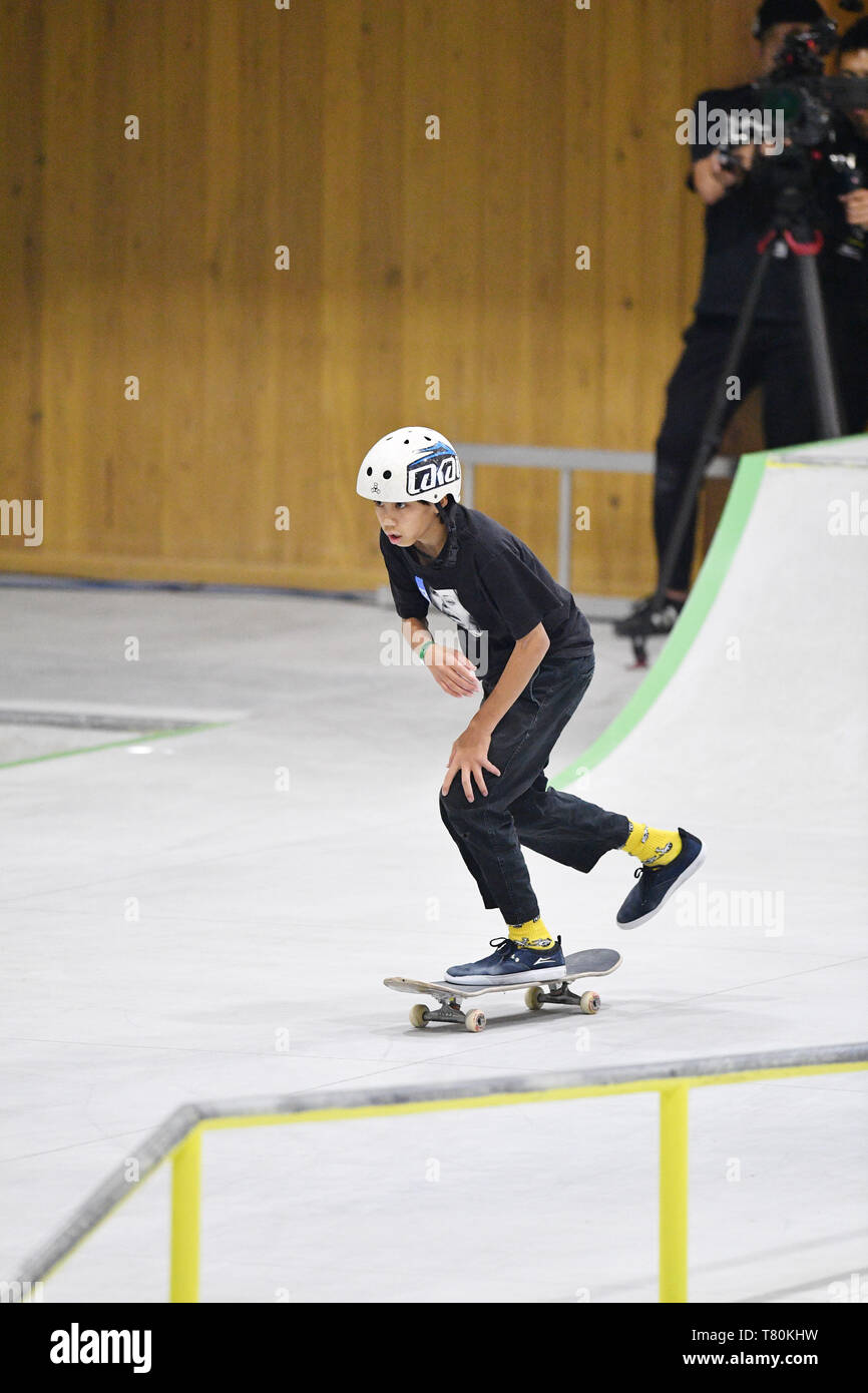 Kyonosuke Yamashita, 10 mai 2019 - la planche à roulettes : le 3ème  Championnat du Japon le skate de rue des hommes se qualifier à Murakami  city Skate Park, Niigata, Japon. (Photo