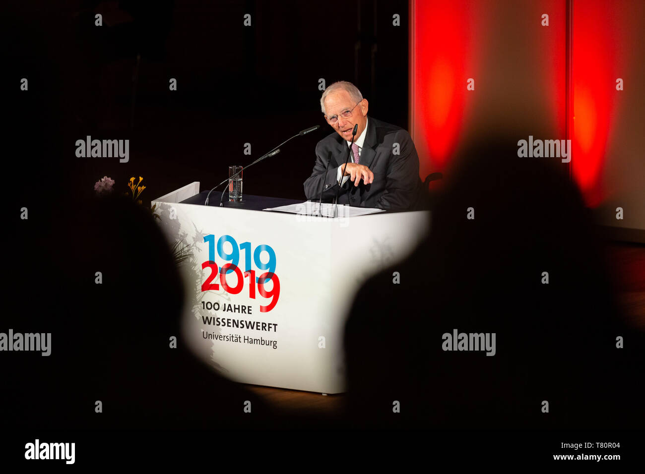 Hambourg, Allemagne. 10 mai, 2019. Wolfgang Schäuble (CDU), Président du Bundestag, prend la parole lors de la cérémonie marquant le centenaire de l'Université de Hambourg. Credit : Ulrich Perrey/dpa/Alamy Live News Banque D'Images