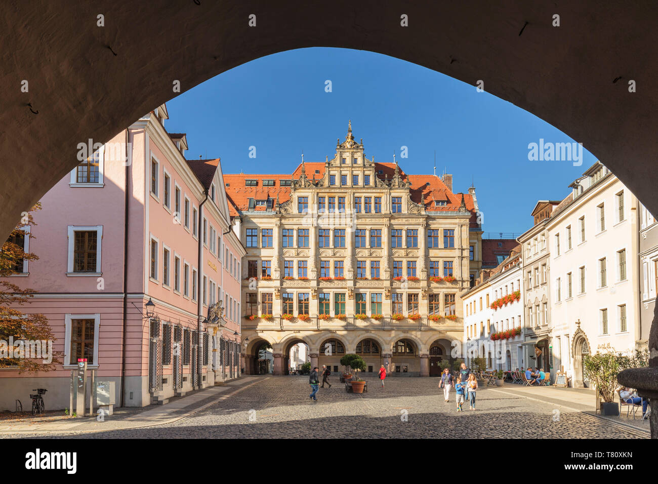 Nouvel hôtel de ville à la place Untermarkt, Goerlitz, Saxe, Allemagne, Europe Banque D'Images