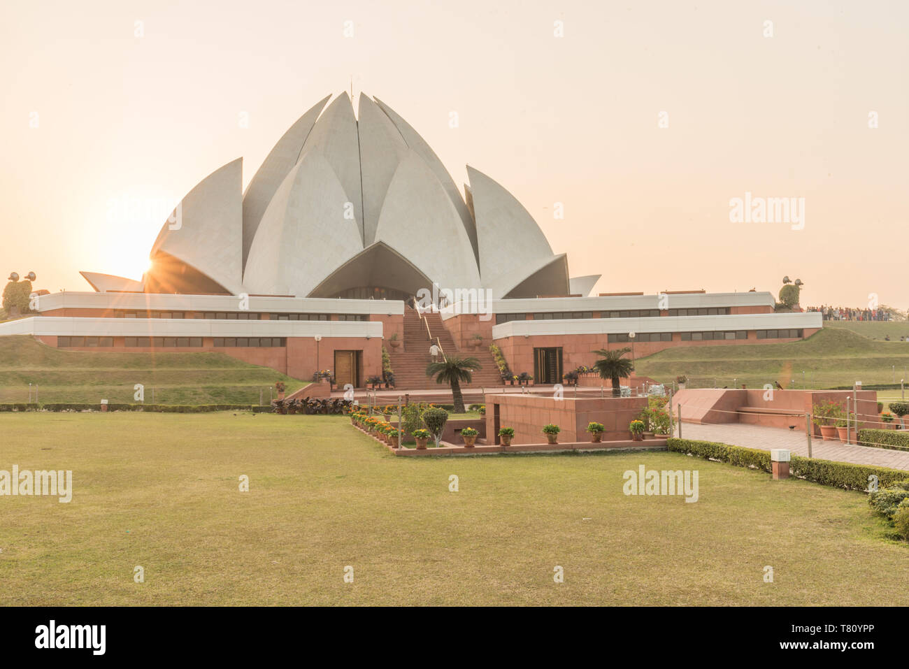 Coucher de soleil sur le Temple du Lotus, New Delhi, Inde, Asie Banque D'Images