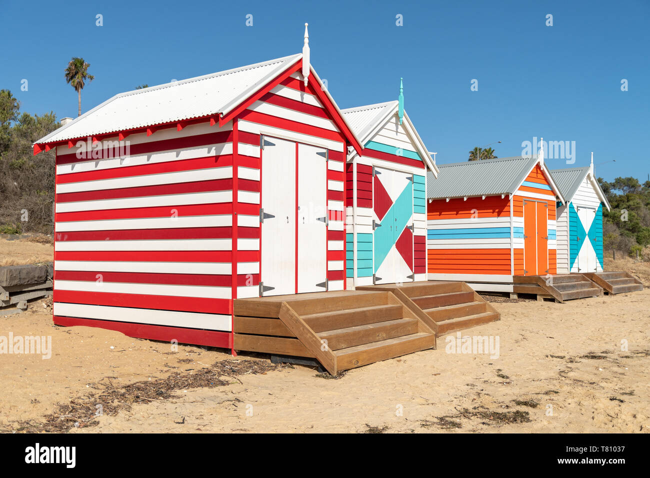 Boîtes de baignade de Brighton Beach près de Melbourne, Australie Banque D'Images