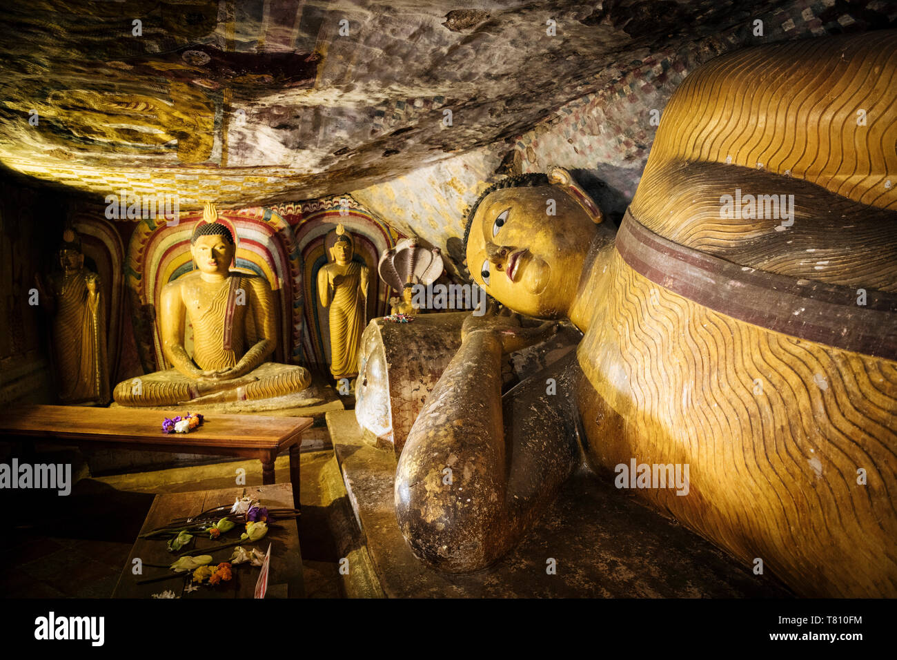 Rock Dambulla Cave Temple, Site du patrimoine mondial de l'UNESCO, la Province du Centre, au Sri Lanka, en Asie Banque D'Images