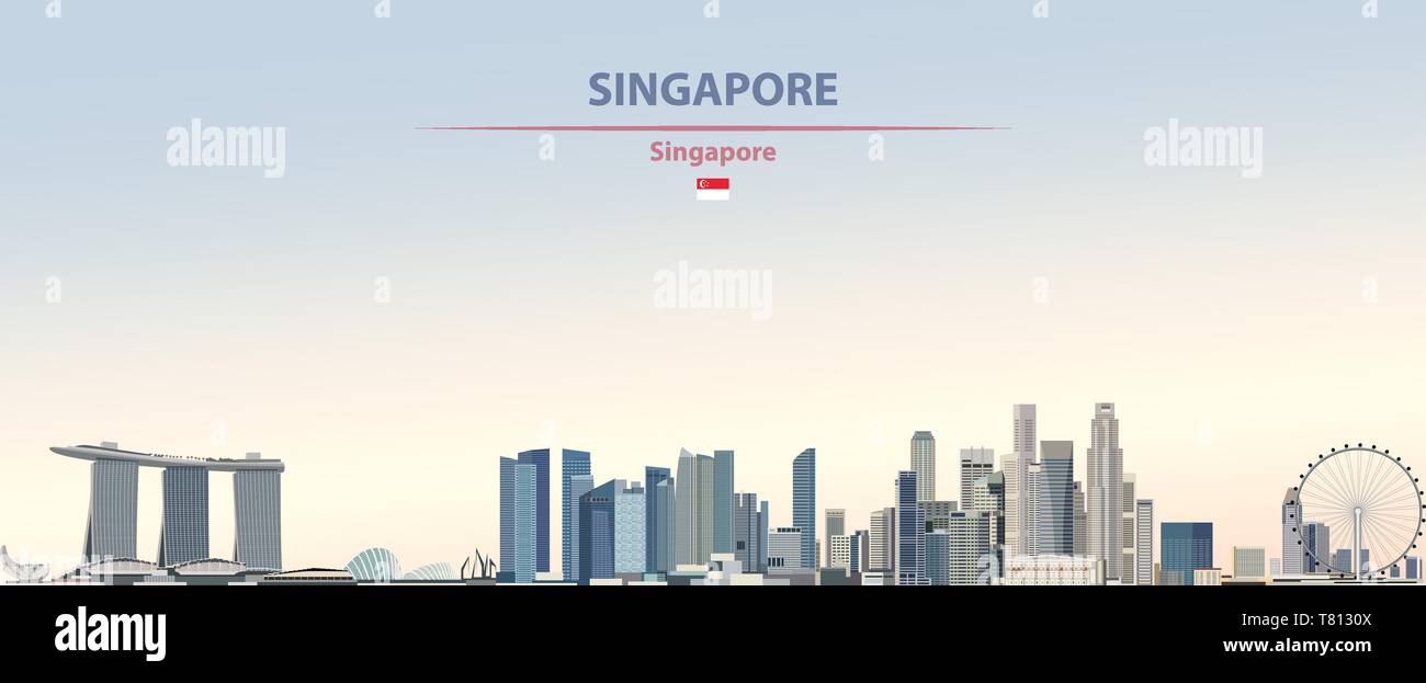 Singapore city skyline on beau fond de jour vector illustration Illustration de Vecteur