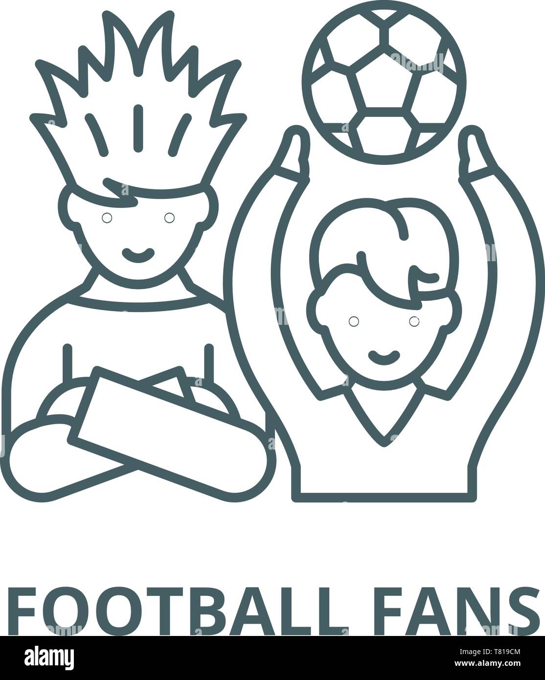 Les fans de football, l'icône de la ligne du vecteur linéaire, concept, contours affiche