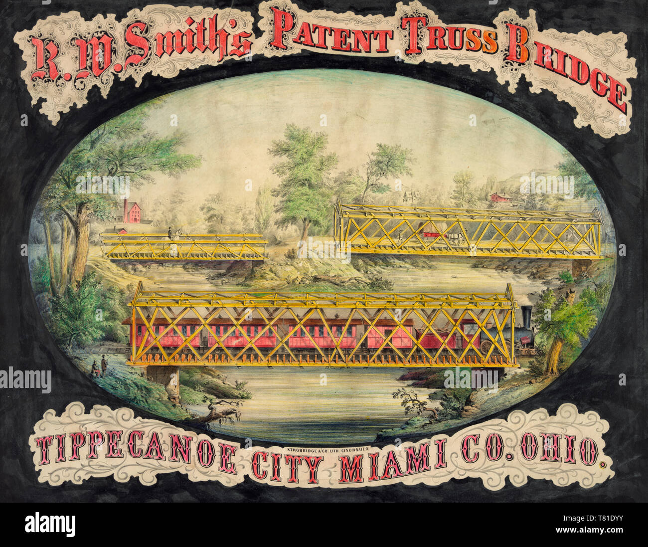 R.W. Smith's patent Truss Bridge, Ville de Tippecanoe, Miami Co., Ohio, 1868 Banque D'Images