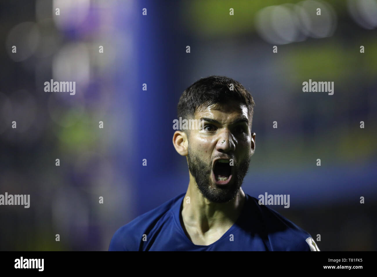 Buenos Aires, Argentine - 09 mai, 2019 : Lisandro Lopez (Boca Juniors) célébrant l'objectif sur le match contre l'Atletico dans Panaraense la Bombonera S Banque D'Images