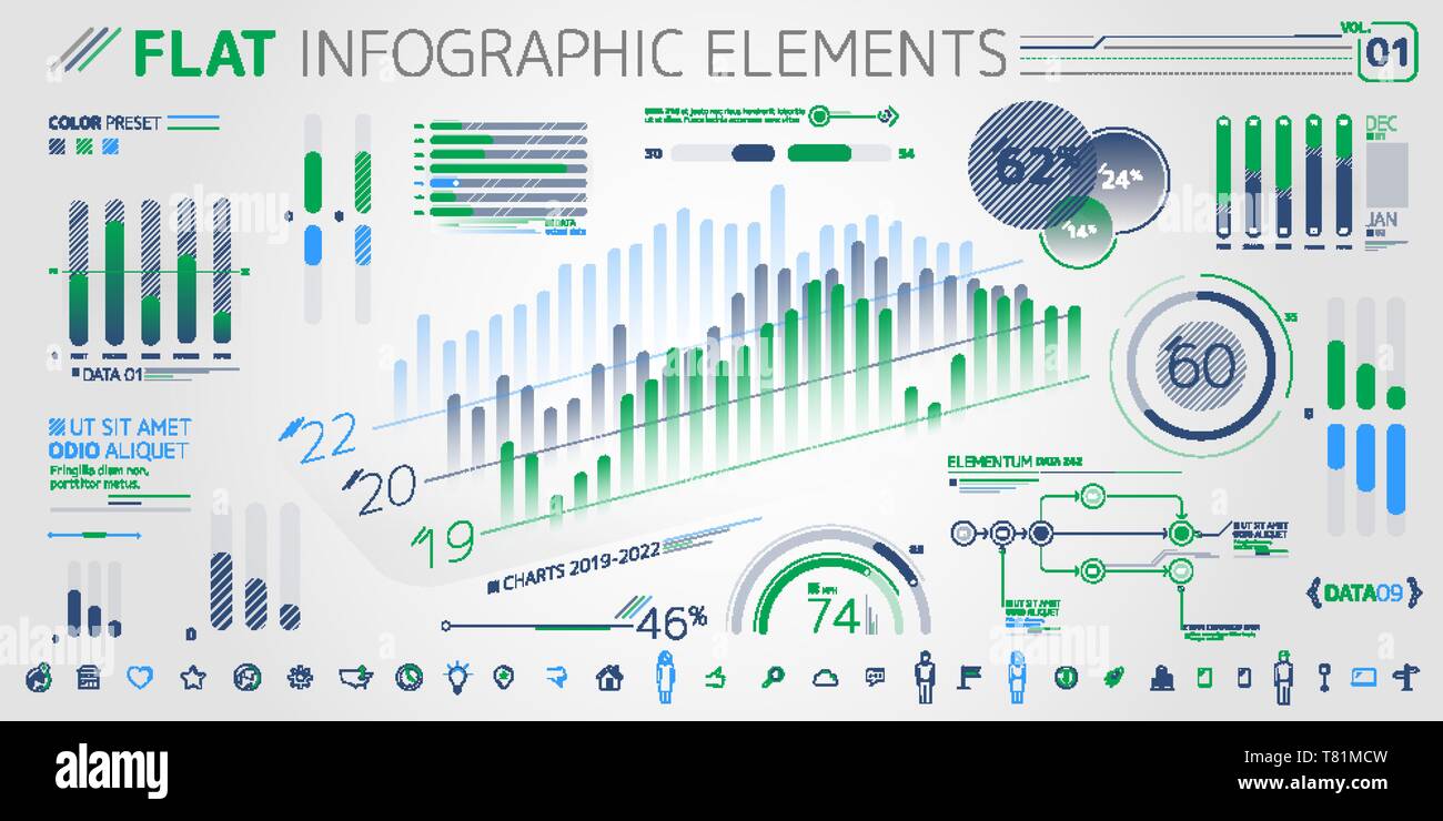 L'INFOGRAPHIE Collection d'éléments de l'entreprise Illustration de Vecteur