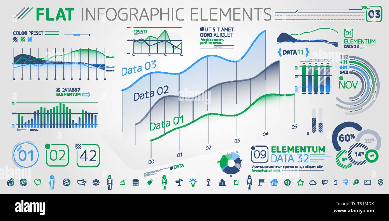 L'INFOGRAPHIE Collection d'éléments de l'entreprise Illustration de Vecteur