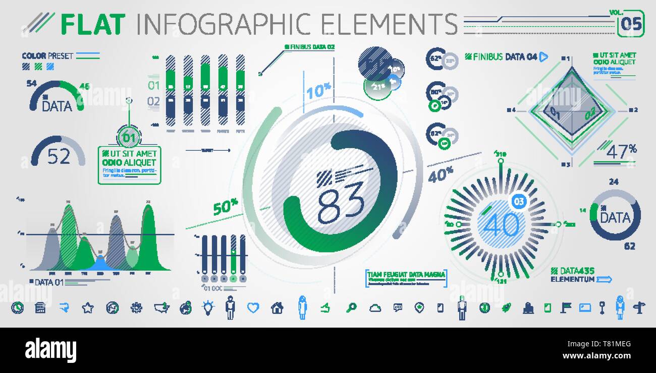 L'INFOGRAPHIE Collection d'éléments de l'entreprise Illustration de Vecteur