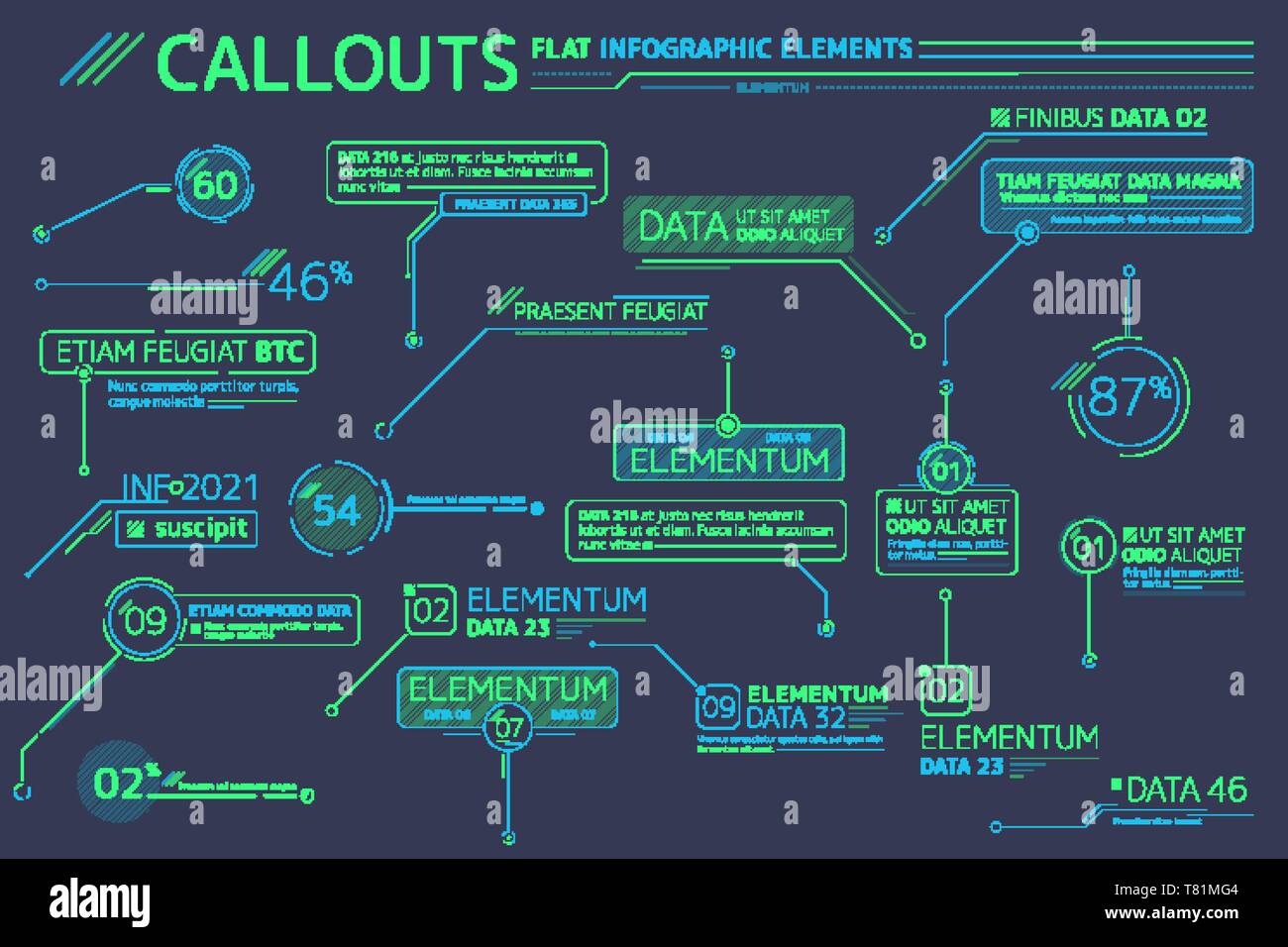 Callouts Télévision Éléments infographique Illustration de Vecteur