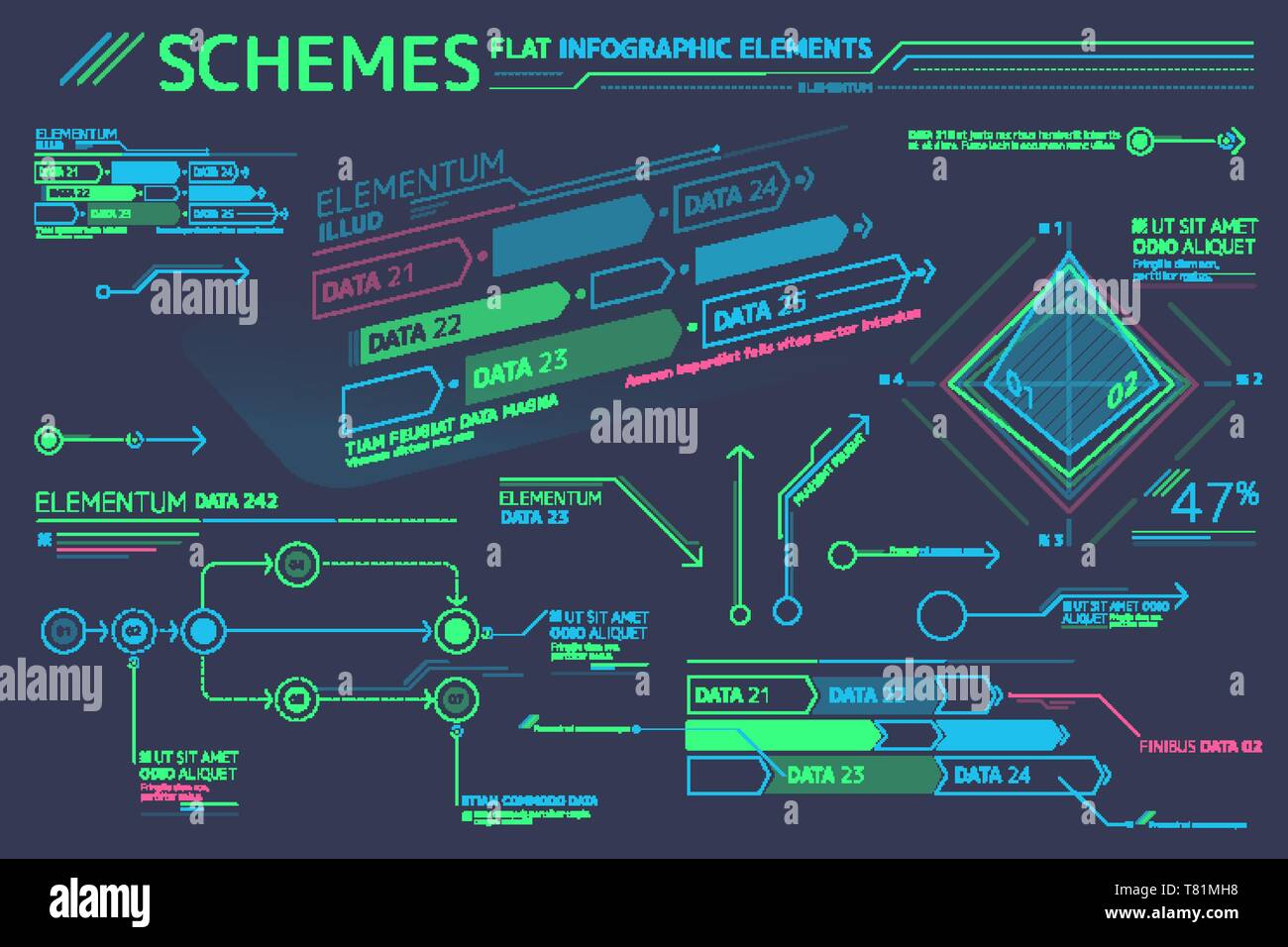 Éléments des programmes télévision Infographie Illustration de Vecteur