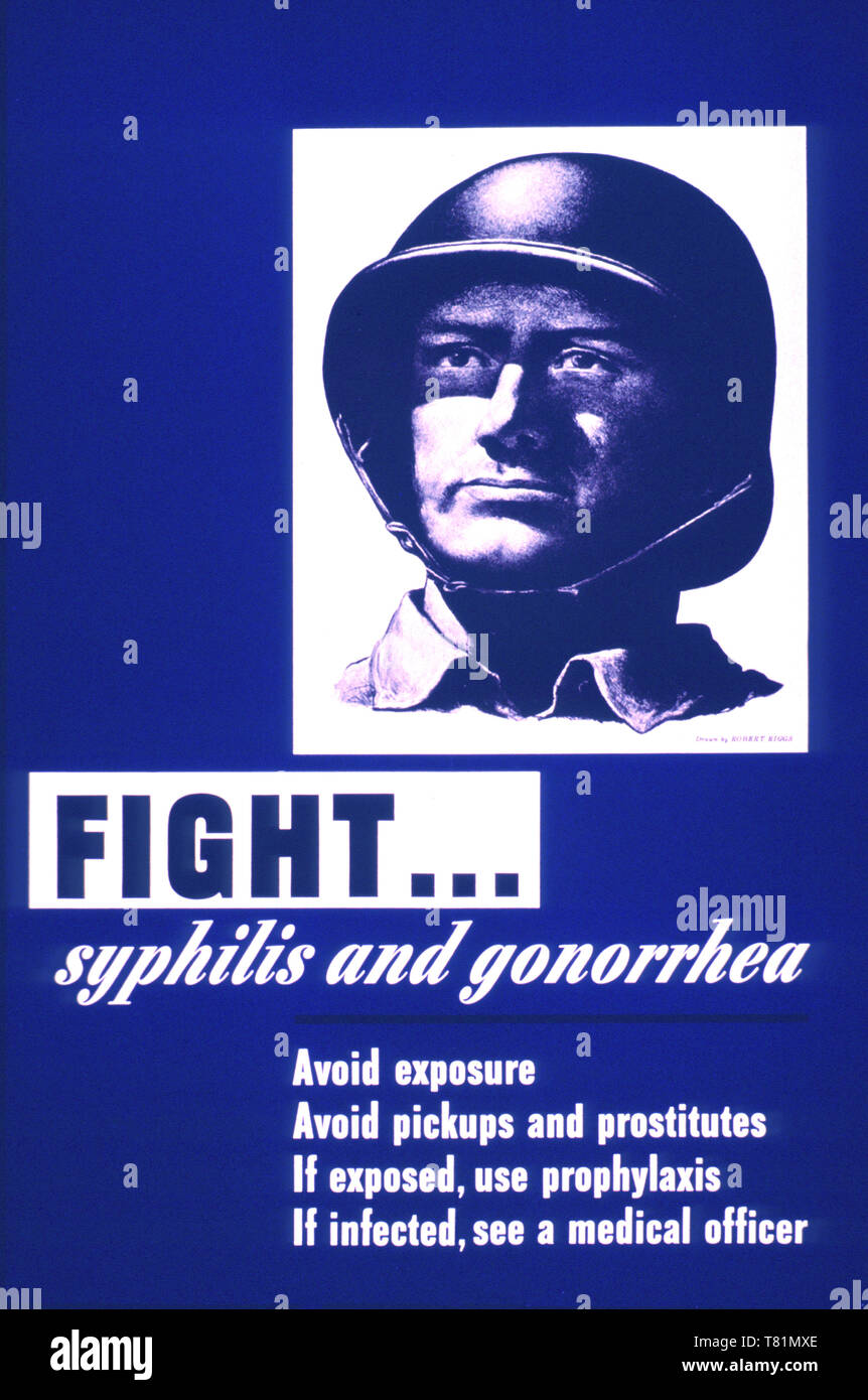 La DEUXIÈME GUERRE MONDIALE, l'affiche de la MST Lutte contre la syphilis et la Gonorrhée Banque D'Images