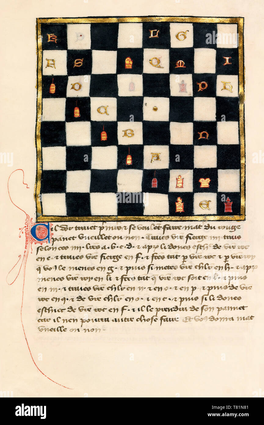 Problème d'échecs, 14e siècle Banque D'Images