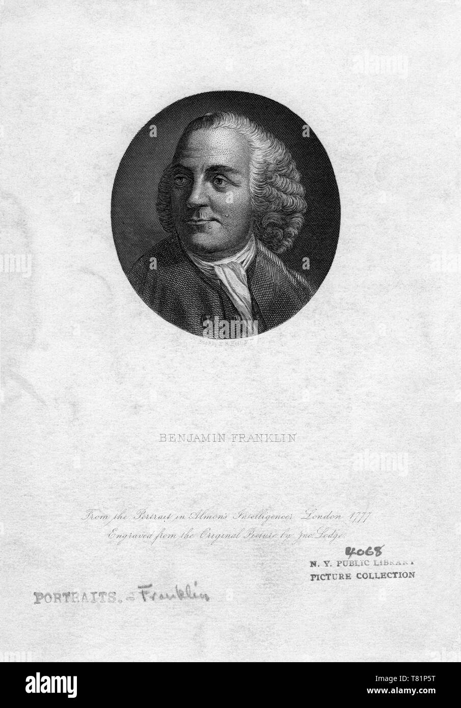Benjamin Franklin, Polymathe Américain Banque D'Images