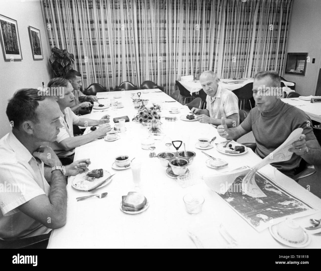 L'équipage d'Apollo 11, le premier petit-déjeuner Prelaunch, 1969 Banque D'Images