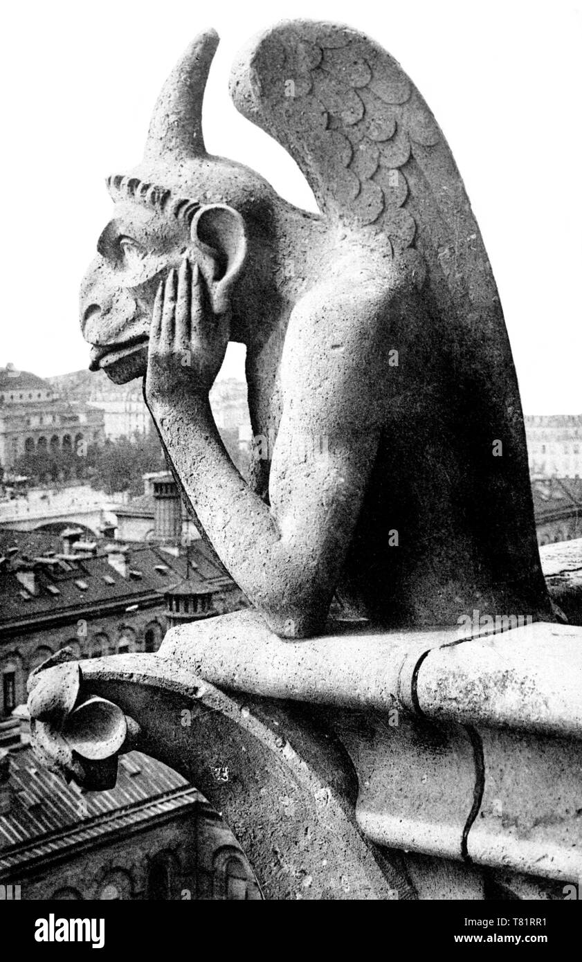 Gargouille de Notre-Dame de Paris, 1918 Banque D'Images