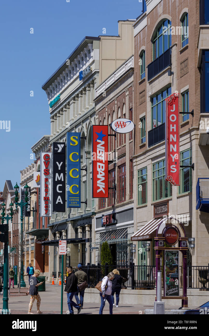 State Street Business district, Schenectady, New York. Banque D'Images