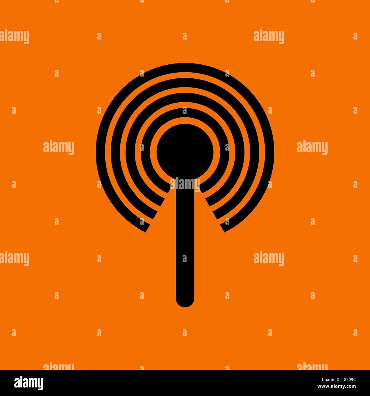 Icône de l'antenne radio. Noir sur fond orange. Vector Illustration. Illustration de Vecteur