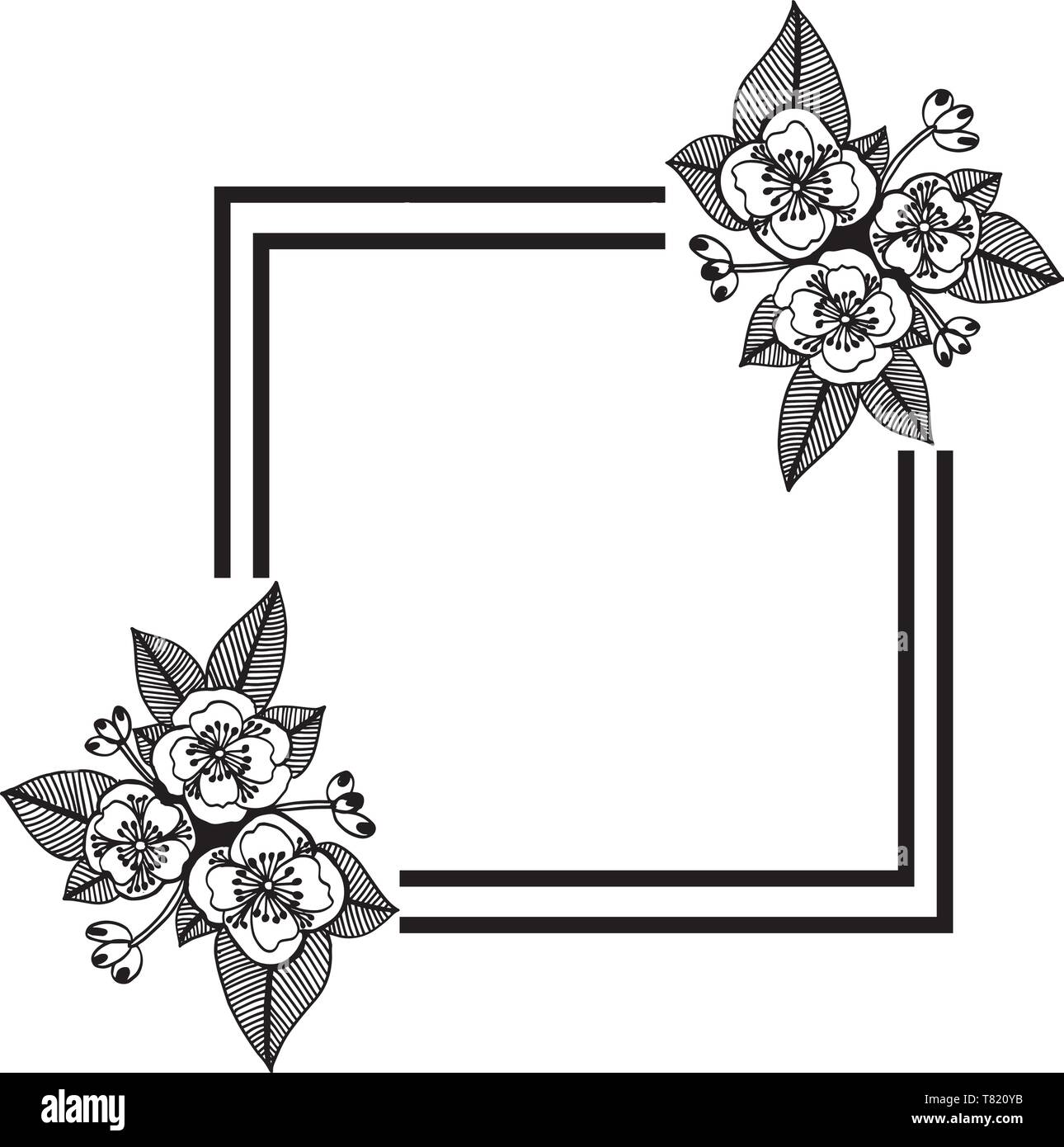 Dessin d'illustration vectorielle fleur cadre pour la conception de walpaper hand drawn Illustration de Vecteur