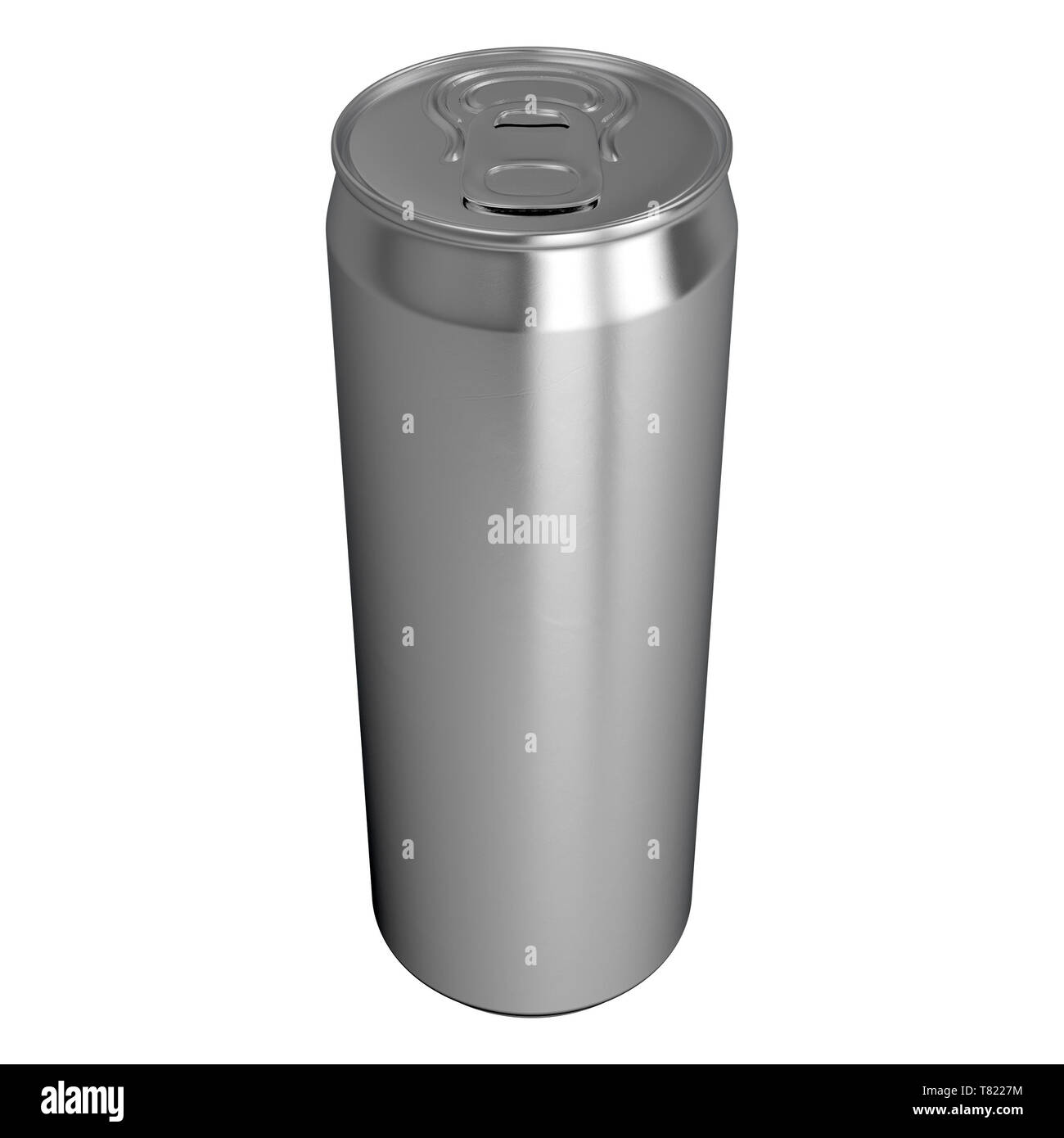 Un slim sans marque de conserve en aluminium brossé sur un fond studio blanc isolé - 3D render Banque D'Images