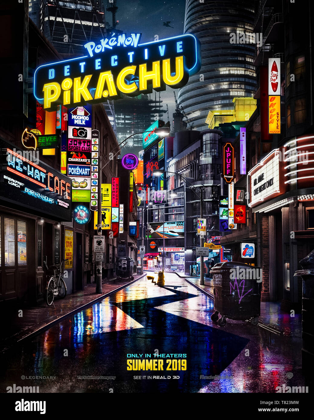 Détective Pokémon Pikachu (2019) réalisé par Rob Letterman et mettant en vedette Ryan Reynolds, le juge Smith et Kathryn Newton. Fin limier detective Pikachu aide un fils trouver son père manquant. Banque D'Images