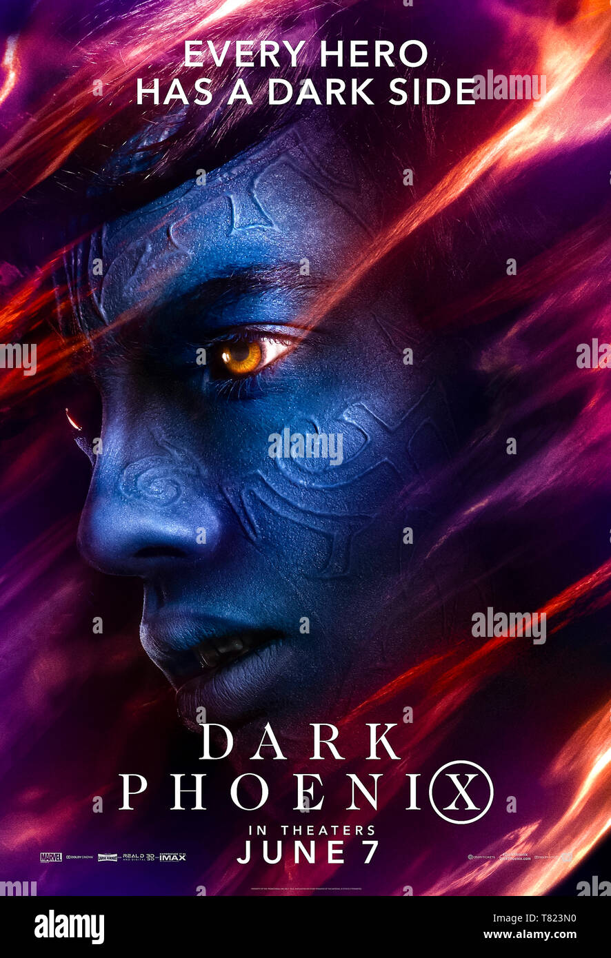 Dark Phoenix (2019) réalisé par Simon Kinberg et Kodi Smit-McPhee comme avec Kurt Wagner alias Nightcrawler. Banque D'Images