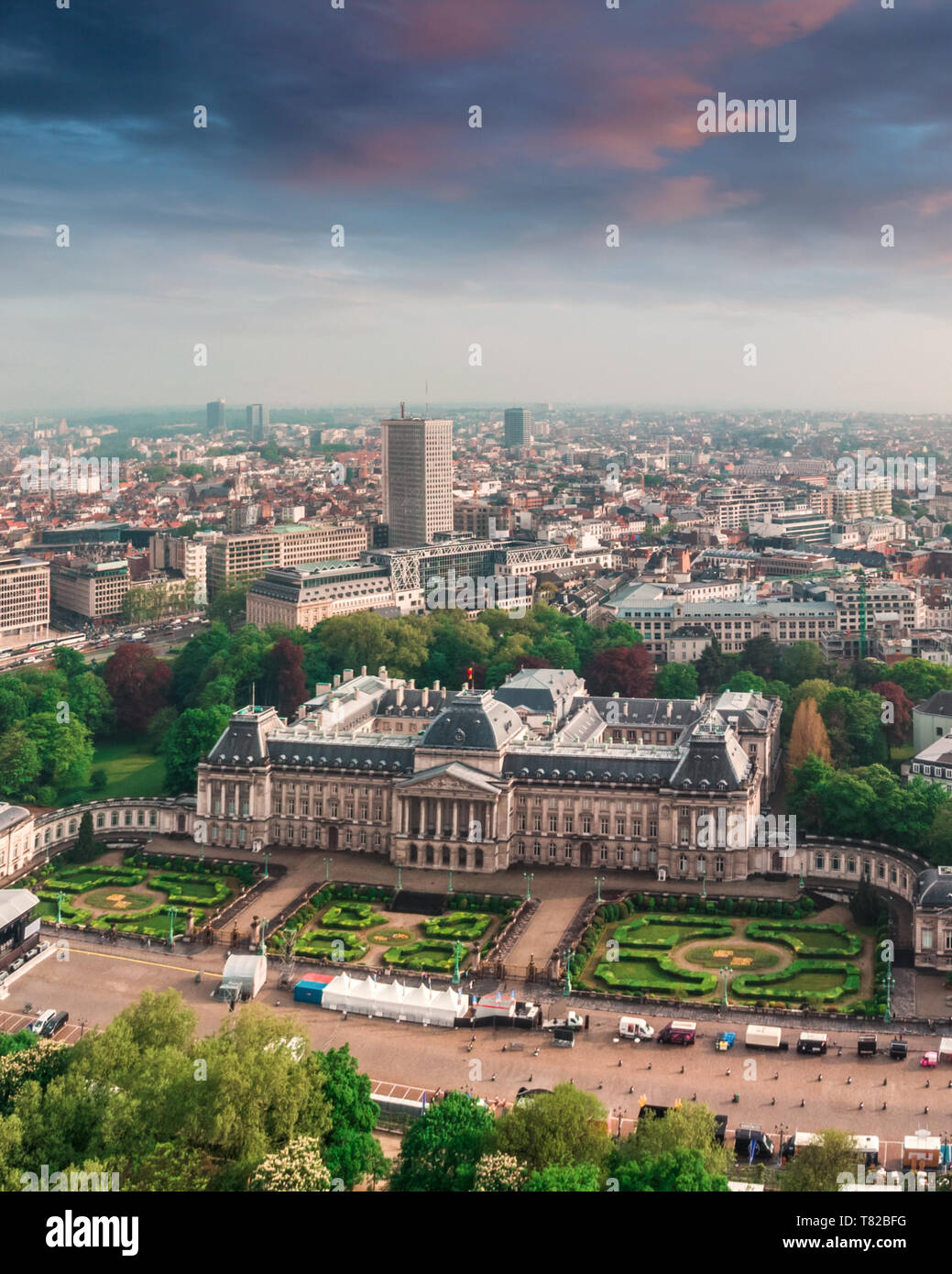 Vue aérienne du Palais Royal Bruxelles, Belgique Banque D'Images