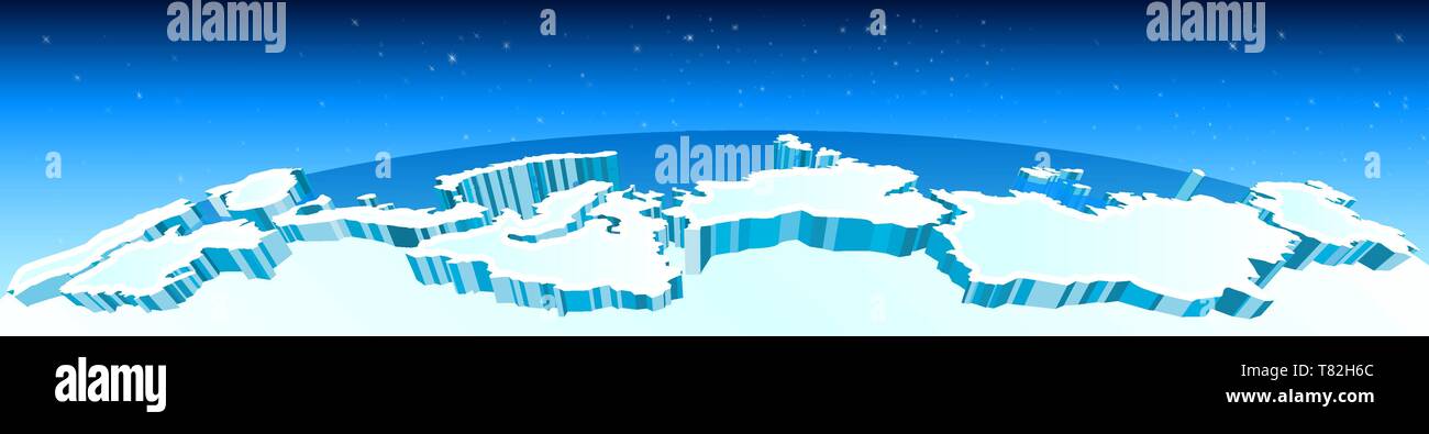 L'Arctique, le pôle Nord sur la carte, les glaciers et les régions de l'Arctique au nord de la planète. Vector illustration Illustration de Vecteur