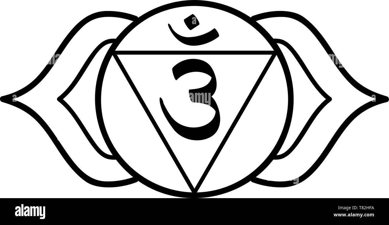 Ajna chakra du troisième oeil front centre du visage Illustration de Vecteur