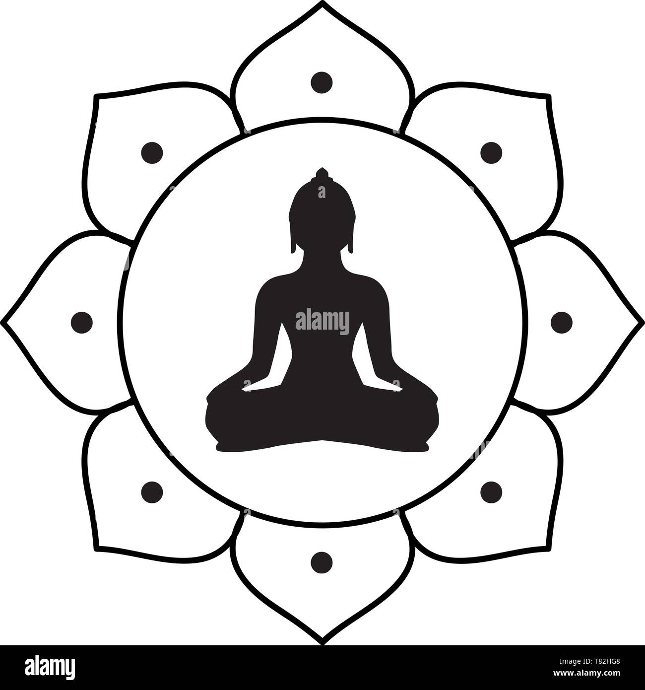 Vecteur silhouette bouddha bouddhisme noir ombre méditer Image Vectorielle  Stock - Alamy
