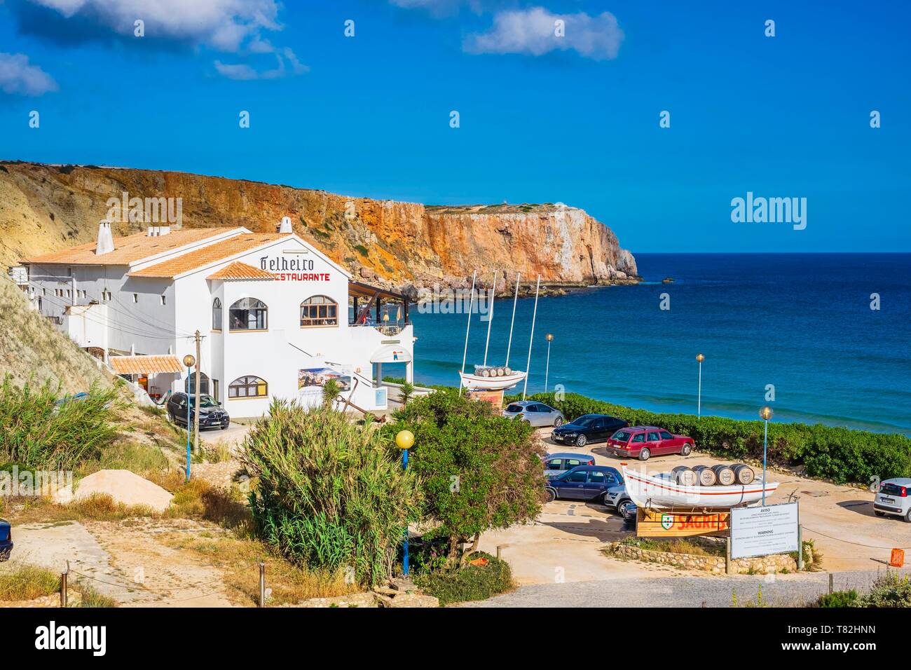 Le Portugal, l'Algarve, région au sud-ouest Alentejano et Costa Vicentina Parc Naturel, Sagres, à l'extrême sud-ouest du Portugal et l'Europe, restaurant Telheiro do Infante, près de Praia da Mareta Banque D'Images