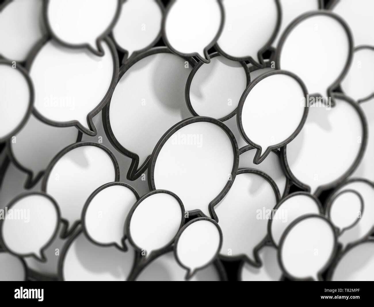 Le noir et blanc phylactère formant un arrière-plan. 3D illustration. Banque D'Images