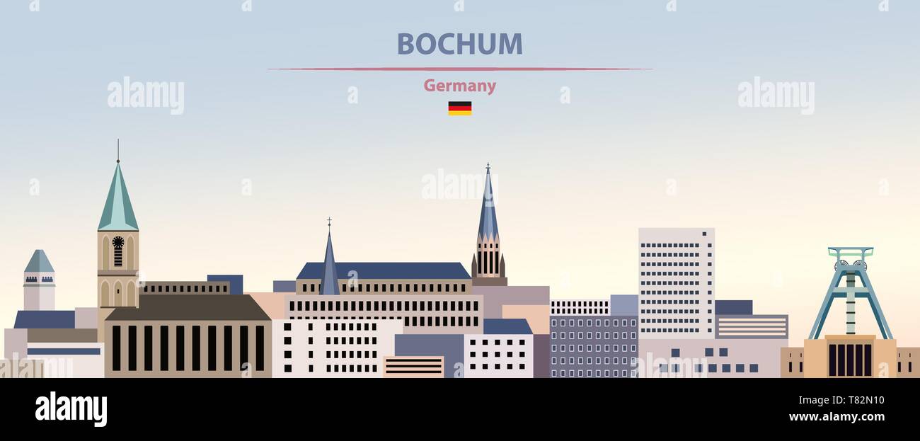 Bochum city skyline on beau fond de jour vector illustration Illustration de Vecteur