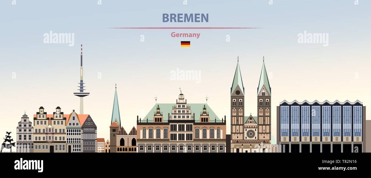 Bremen city skyline on beau fond de jour vector illustration Illustration de Vecteur