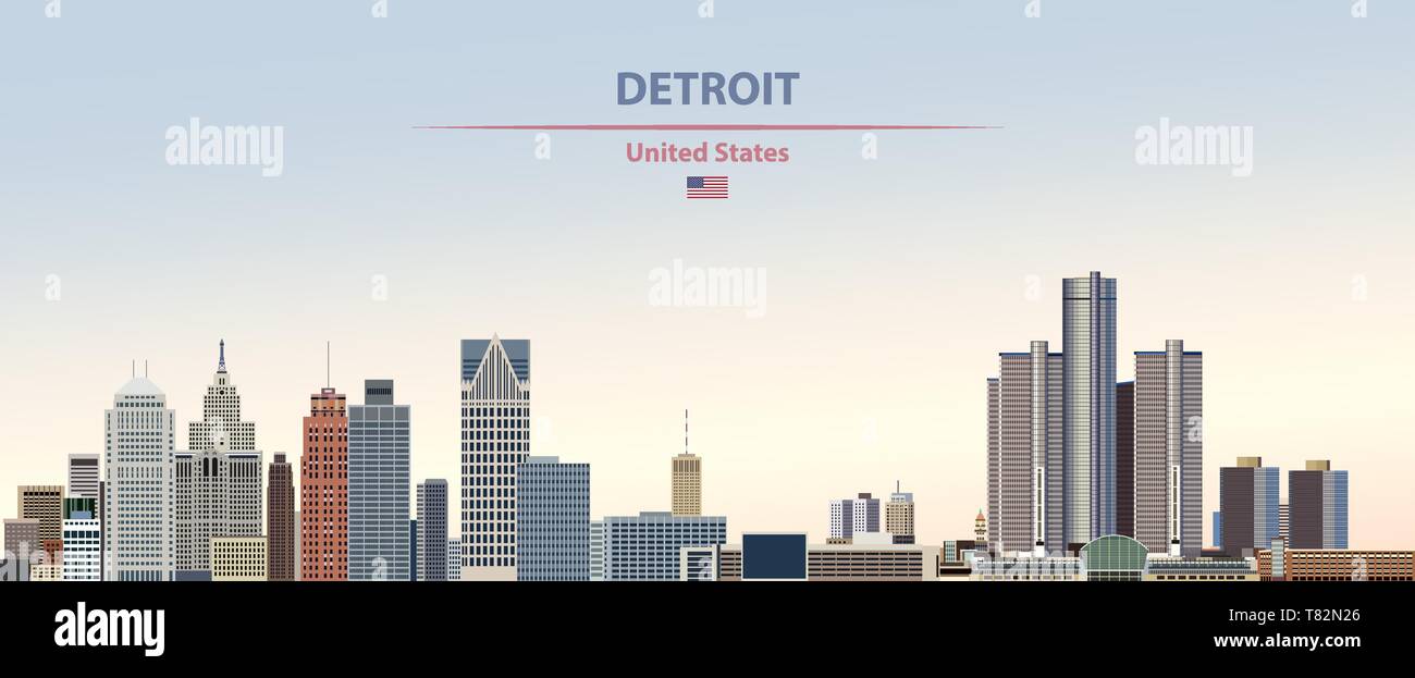 Ville de Detroit sur fond de jour belle illustration vectorielle Illustration de Vecteur