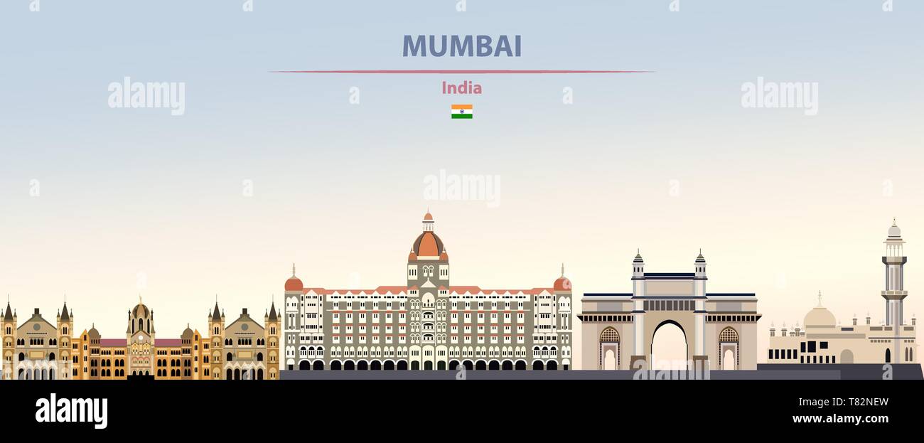 Mumbai city skyline on beau fond de jour vector illustration Illustration de Vecteur