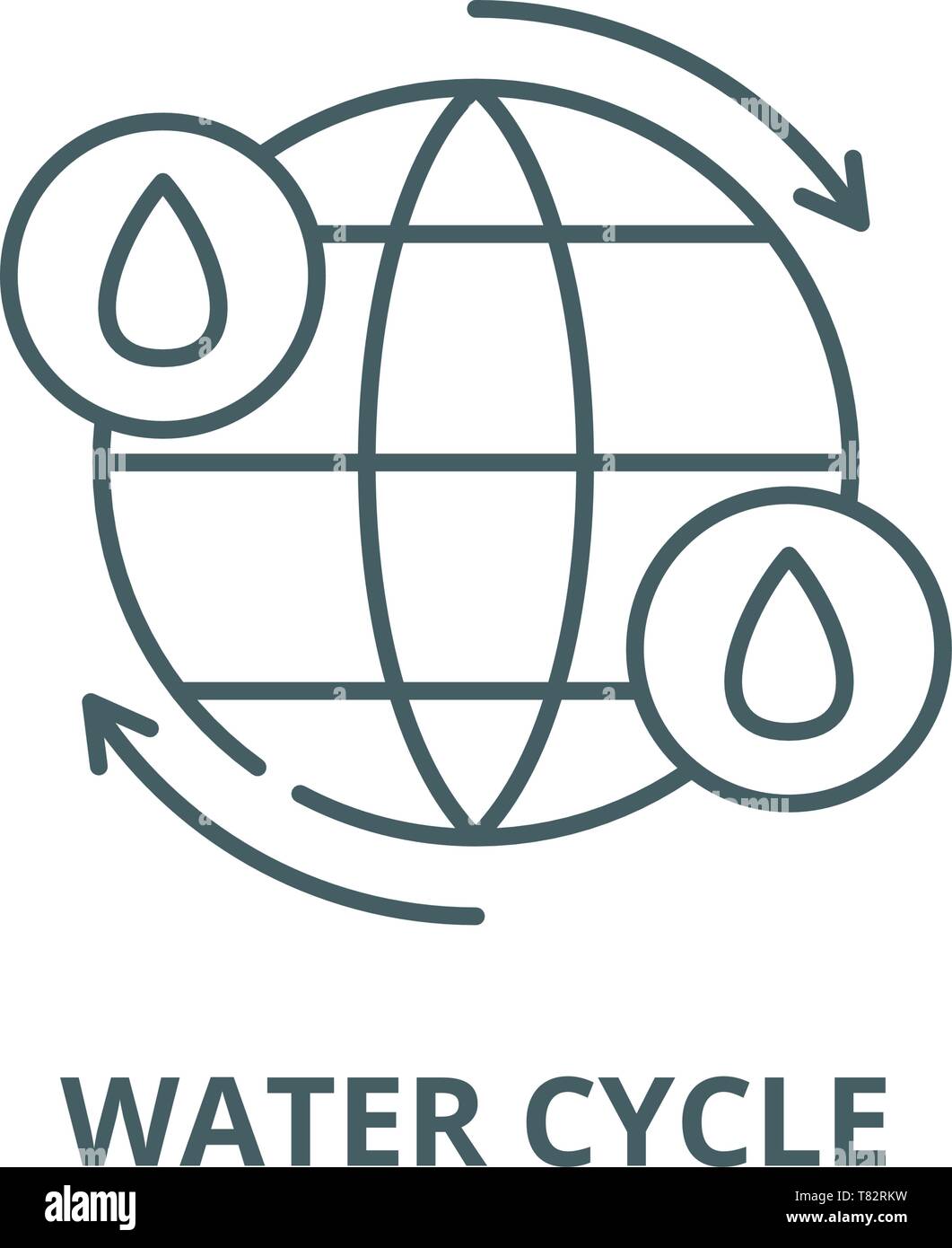 L'icône de la ligne du vecteur du cycle de l'eau, concept linéaire ...