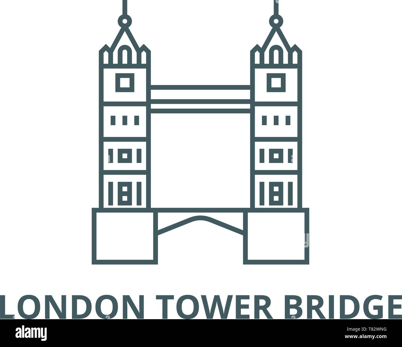 London Tower Bridge, l'icône de la ligne du vecteur concept linéaire, contour affiche, symbole Illustration de Vecteur