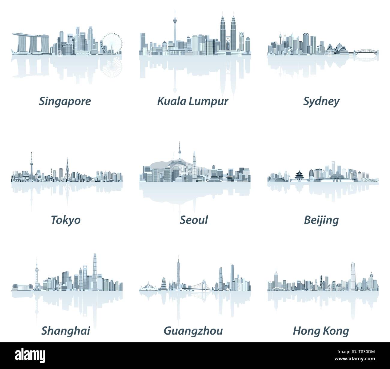 Vector illustration de villes asiatiques skylines Illustration de Vecteur