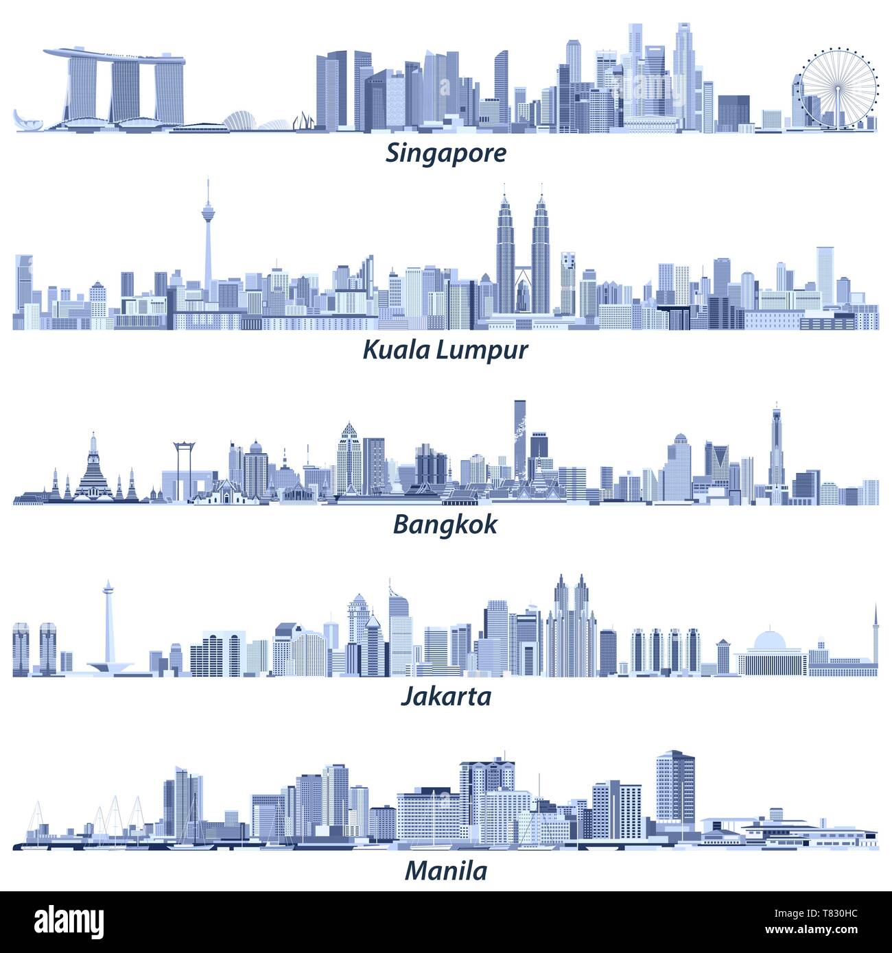 Illustrations vectorielles de villes asiatiques skylines Illustration de Vecteur