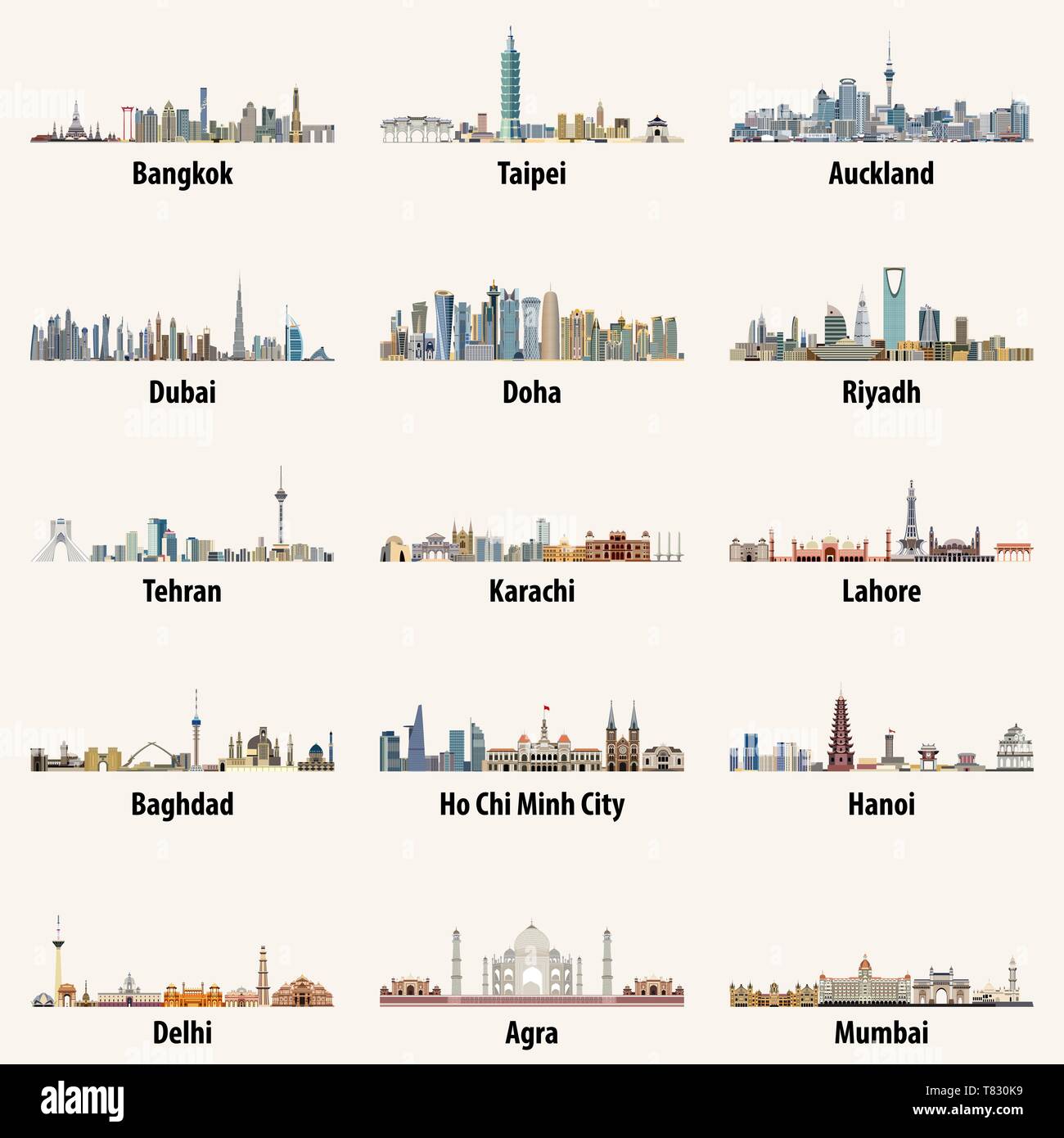 Vector illustration de l'horizon de la ville asiatique Illustration de Vecteur