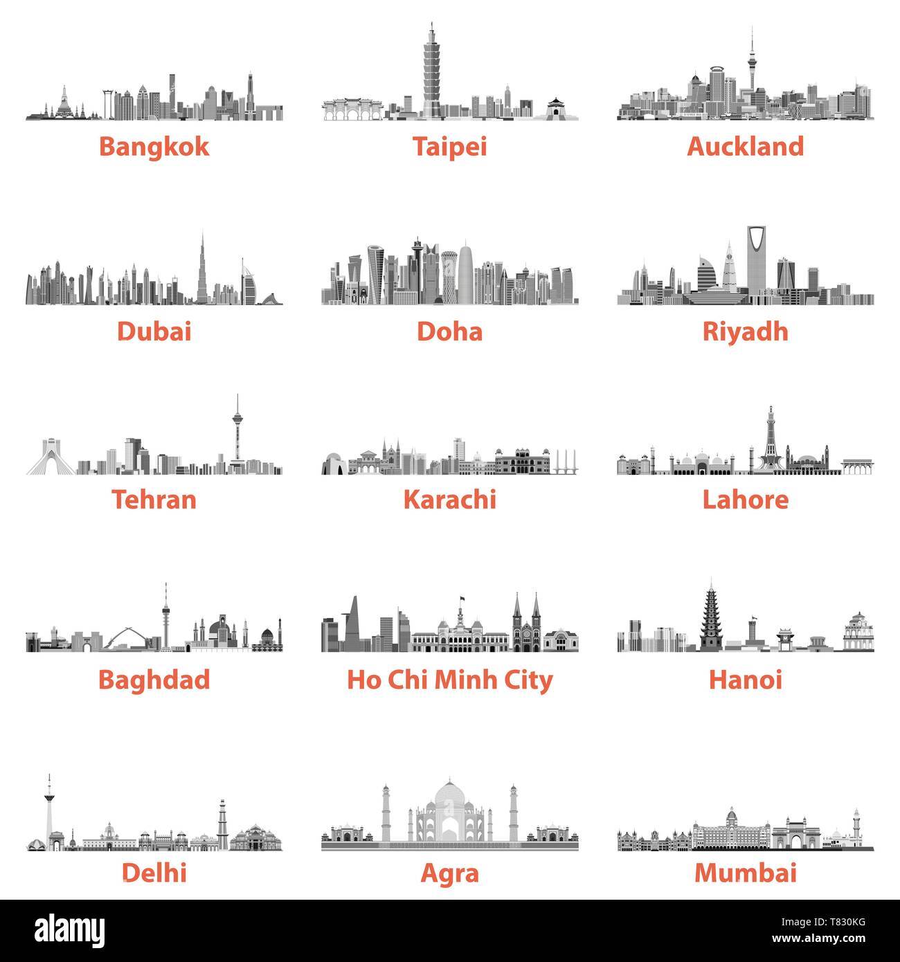 Vector illustration de l'horizon de la ville asiatique Illustration de Vecteur