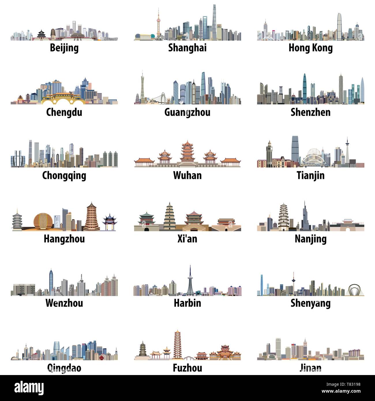 Vector illustration de plus grande ville chinoise Illustration de Vecteur