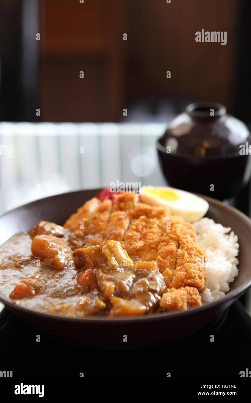 Riz au Curry de porc frit avec Banque D'Images