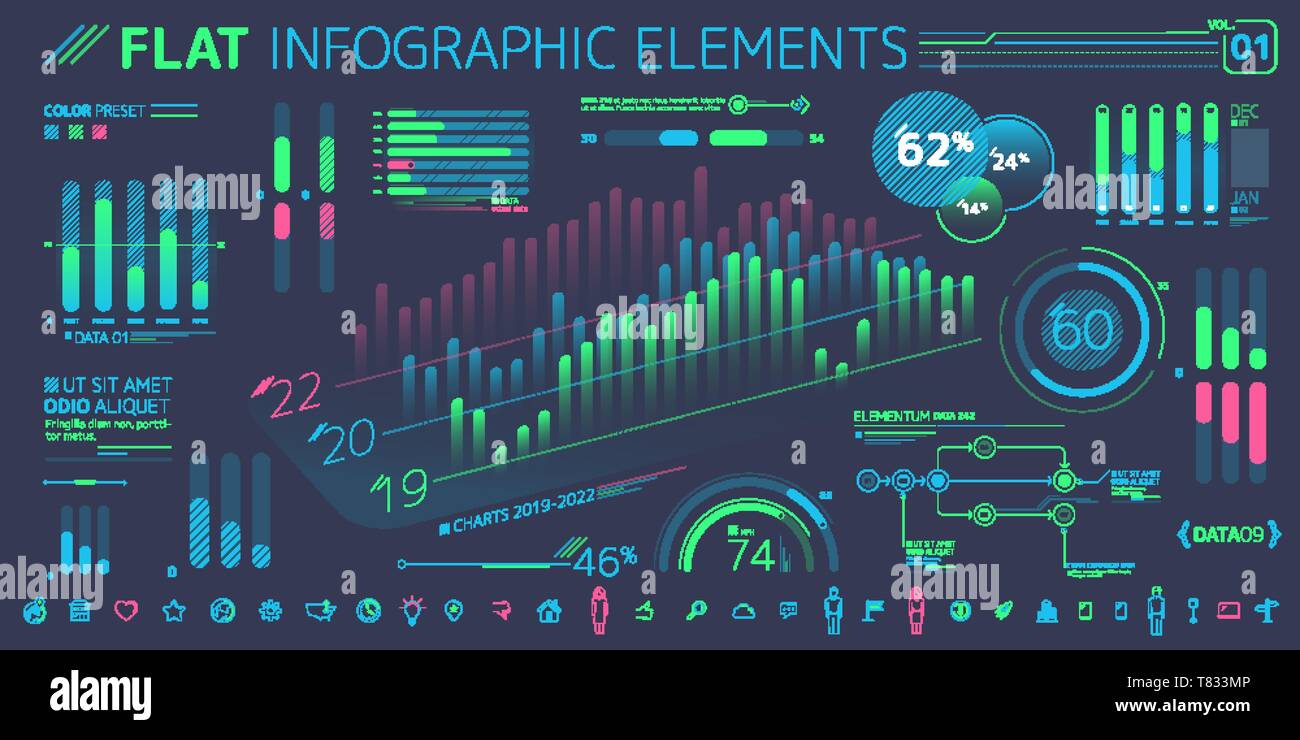 L'INFOGRAPHIE Collection d'éléments de l'entreprise Illustration de Vecteur