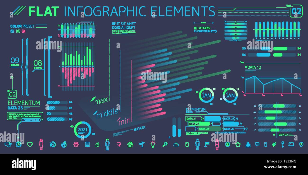 L'INFOGRAPHIE Collection d'éléments de l'entreprise Illustration de Vecteur