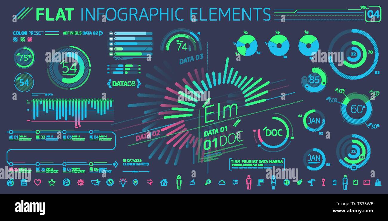 L'INFOGRAPHIE Collection d'éléments de l'entreprise Illustration de Vecteur