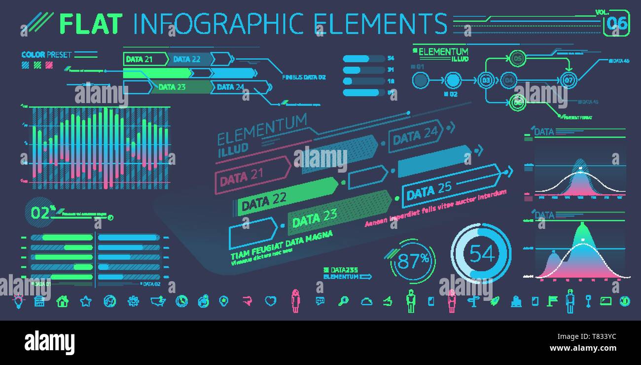 L'INFOGRAPHIE Collection d'éléments de l'entreprise Illustration de Vecteur