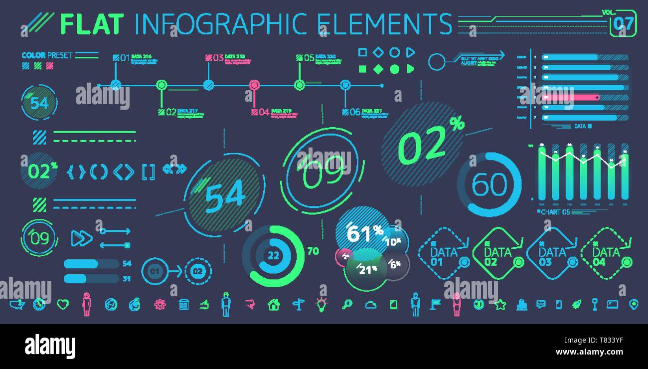 L'INFOGRAPHIE Collection d'éléments de l'entreprise Illustration de Vecteur